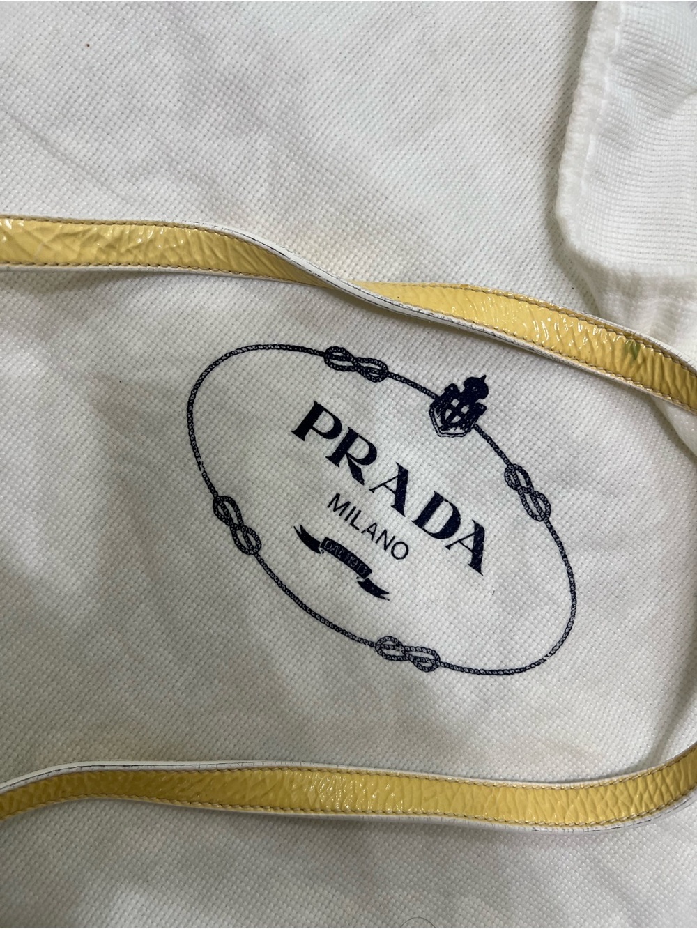 Prada Cream Quilted Tote with Yellow Trim and Gold Hardware - Picture 7 of 8